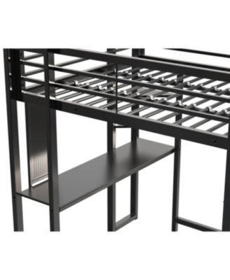 Streamdale Loft Bed with Desk, Full Size Metal Loft Bed Frame, Black