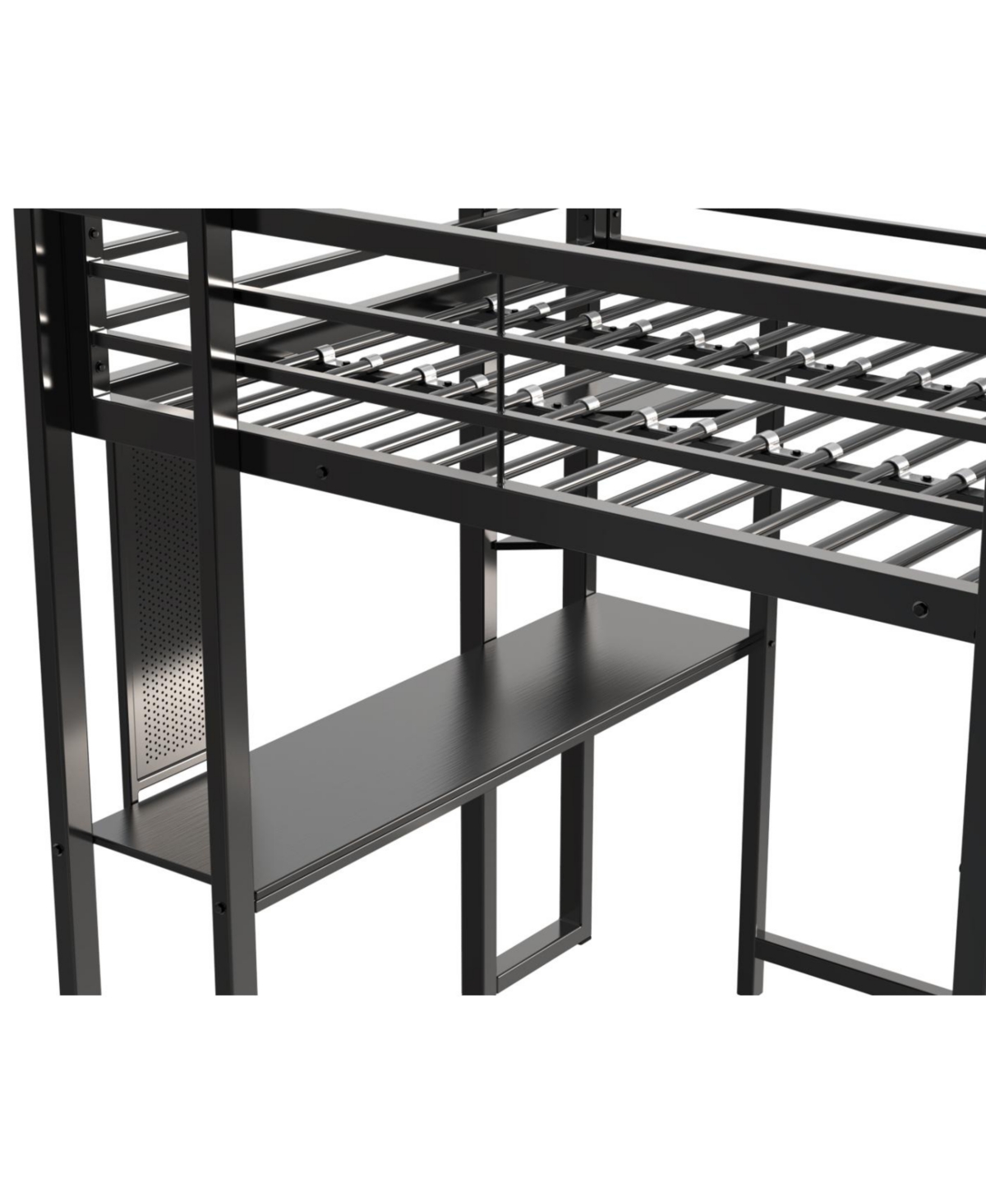 Streamdale Loft Bed with Desk, Full Size Metal Loft Bed Frame, Black