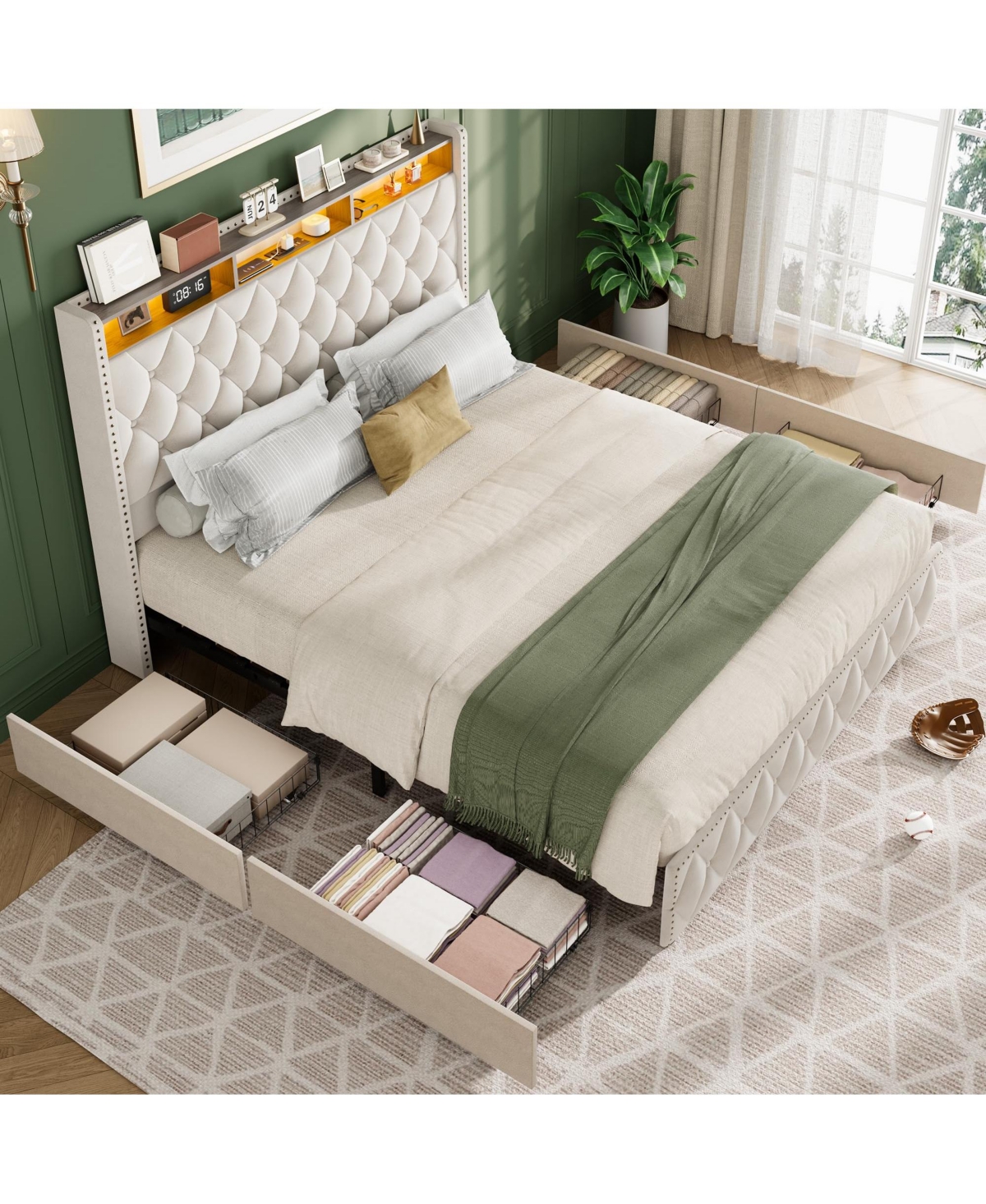 Gaomon King Bed Frame with 50.8" Tall Headboard