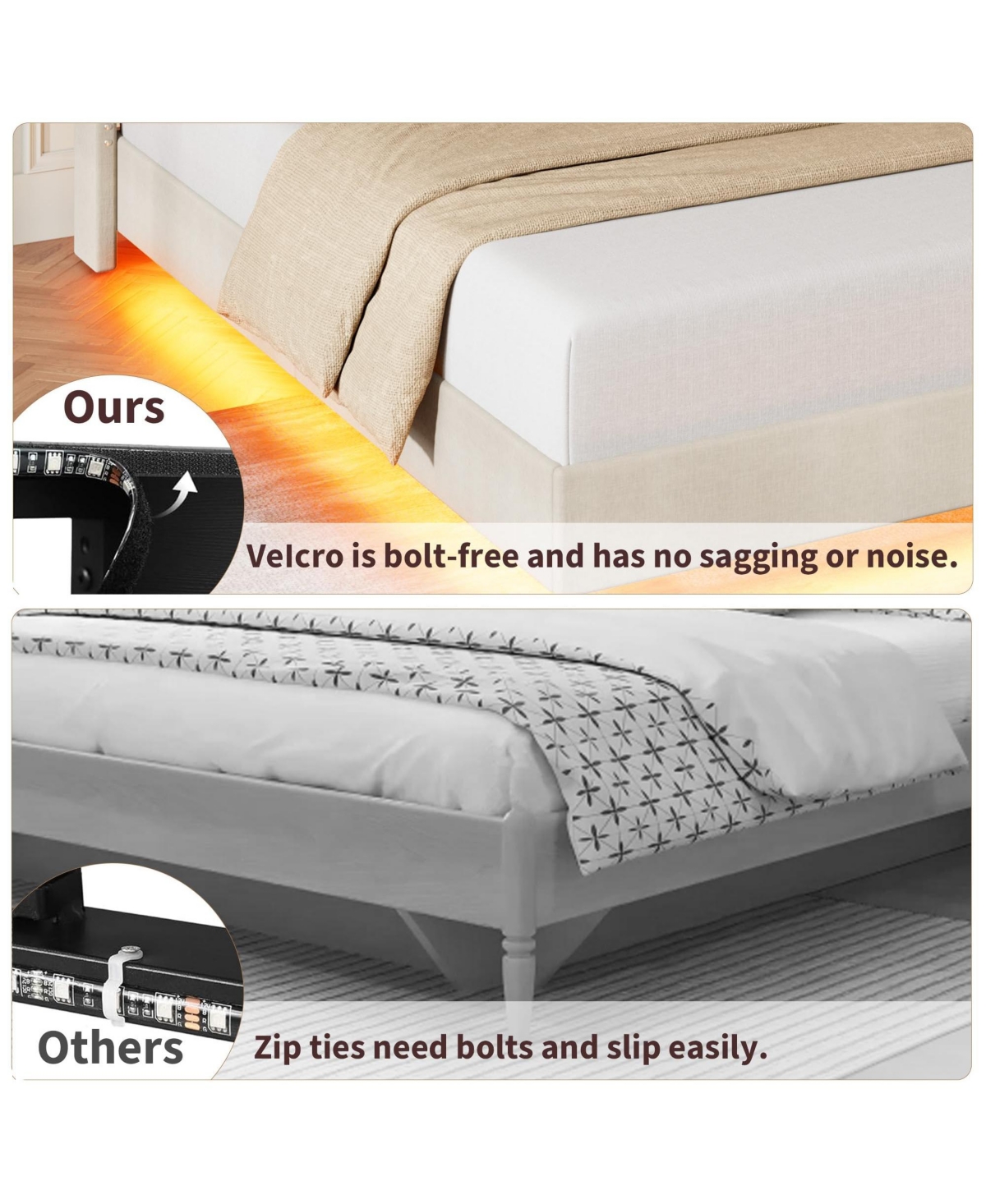 gaomon Full Size Floating Bed Frame, Suspended Bed with Rgb Led Lights and Charging Station