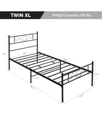 Twin XL Metal Platform Bed Frame Heavy-duty Steel Slat Support with Storage