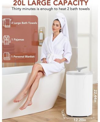 20L Heated Towel Bucket with Fragrance Tray - Warmer for Bathrobes, Blankets & Towels in Bathroom, Gym & Home