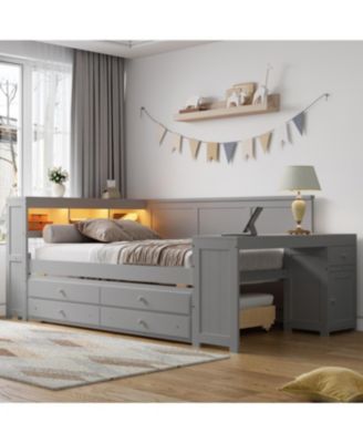 Streamdale Full Size Daybed with Storage, Drawers, Trundle, Charging Station, LED, Desk, Cabinet