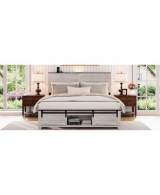 Streamdale  Furniture Queen Bed Frame Upholstered Headboard, Storage, LED, Pet Bed, Easy Assembly