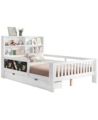  Full Platform Bed with Chalkboard, Storage, Shelves