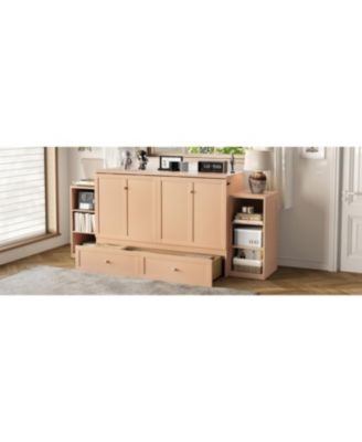 Queen size Pine, MDF, and Plywood storage drawers and shelves Murphy bed