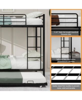 Durable Square Tube Iron Bunk Bed with Safety Rails - Full Size