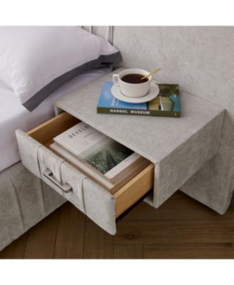 Streamdale Queen Size Chenille Upholstered Bed Frame with Pleated Design - Beige