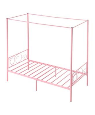 Metal Canopy Bed with Headboard and Four Poster Frame.