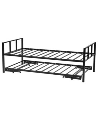 Daybed with Metal Frame, Pull-Out Trundle, and Strong Slats