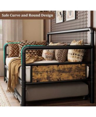 Twin Size Black Metal Daybed Frame, Sofa Bed Platform, Sturdy Construction, Easy Assembly