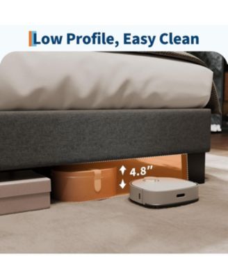 Full Size Platform Bed Frame with Adjustable Headboard, Linen Upholstery, Wood Slats, No Box Spring Needed, Dark Grey