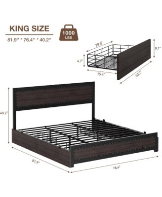 Easy Assembly King Size Bed Frame Space Saving, for Living Room, Guest Room