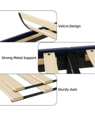 Easy Assembly Queen Size Bed Frame Upholstered Platform Bed Space Saving, for Living Room, Guest Room