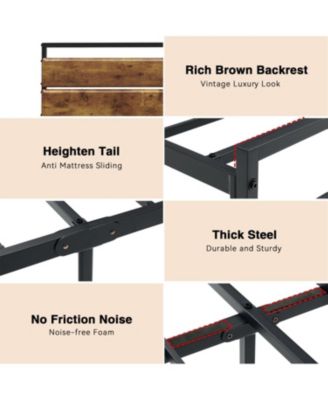 Full Size Bed Frame, Upholstered Platform with Overhead Placement Space