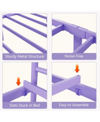 Twin Metal Bed Frame for Kids &acirc;€“ Platform with Headboard & Footboard, Heavy Duty Slats,No Box Spring, Noise-Free,Purple