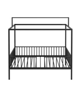 Streamdale Montessori 3-in-1 Convertible Metal Toddler Bed with Canopy, Twin, Black