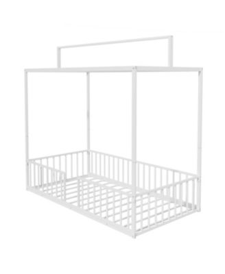 Streamdale Montessori 3-in-1 Convertible Metal Toddler Bed with Canopy, Twin, Black