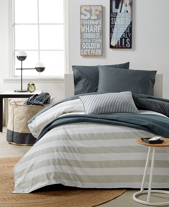 Remodo For Macy's Gray Stripe 8Pc. Twin/Twin XL Comforter Boxed Room