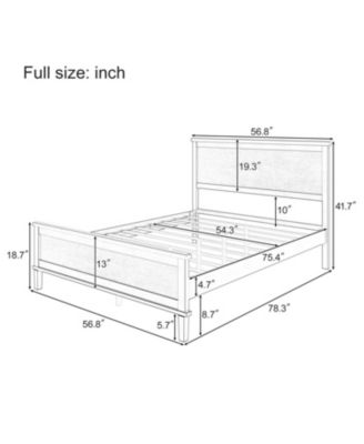 Mid-Century Platform Bed with Headboard and Slat Support, Full