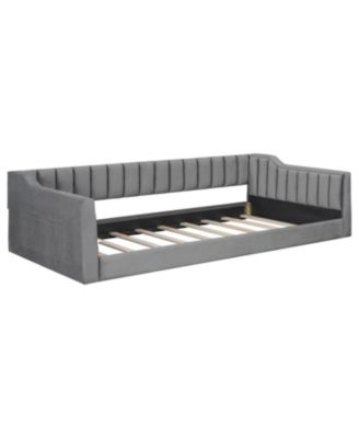 Streamdale Twin XL Size Upholstery Daybed and Side Storage pocket,Gray