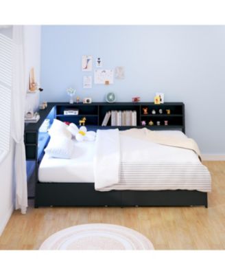 Corner Bed Frame: Full Daybed with Storage, Charging & LED