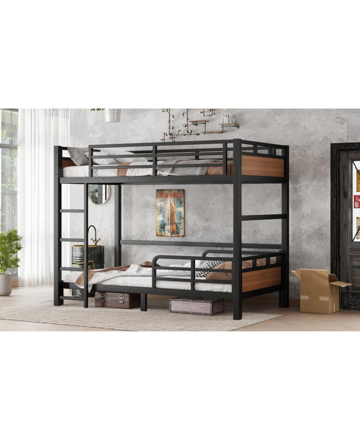 Streamdale Furniture Twin Xl/Twin Xl Metal Bunk Bed, Separable
