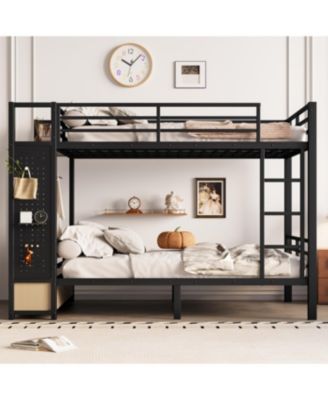 Streamdale Full/Full Metal Bunk Bed with Storage for Teens - Black