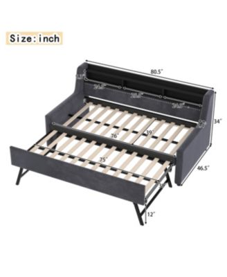 Streamdale Twin Size Upholstered Daybed with LED & Charging Station