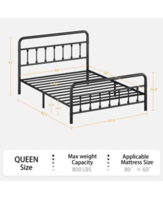Streamdale Queen Metal Bed Frame with Headboard, Black