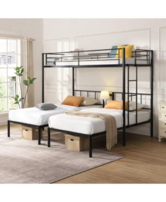 Streamdale Twin Over Twin Over Twin Triple Bunk Bed with Vertical Ladder and Safety Rail