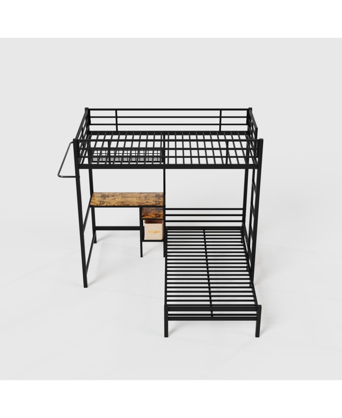 Streamdale Furniture Bunk Bed Twin Over Twin with Desk Station, L-Shaped Metal Loft Bed