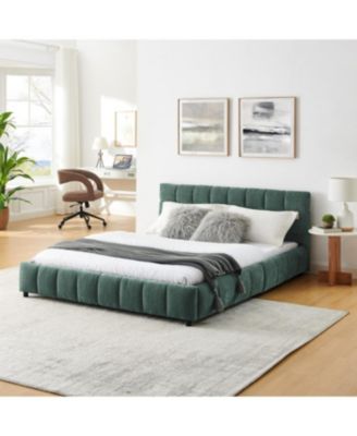 Queen Size Upholstered Bed with Storage Drawer - Green