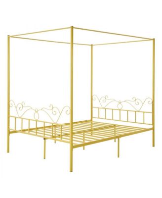 Metal Canopy Bed Frame with Headboard and Four Poster Style