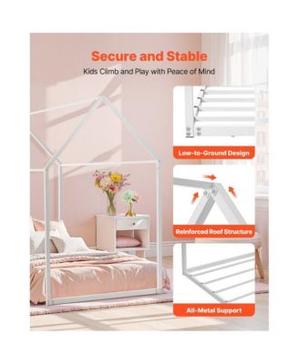 Kids Floor Bed with Roof Design and Metal Frame