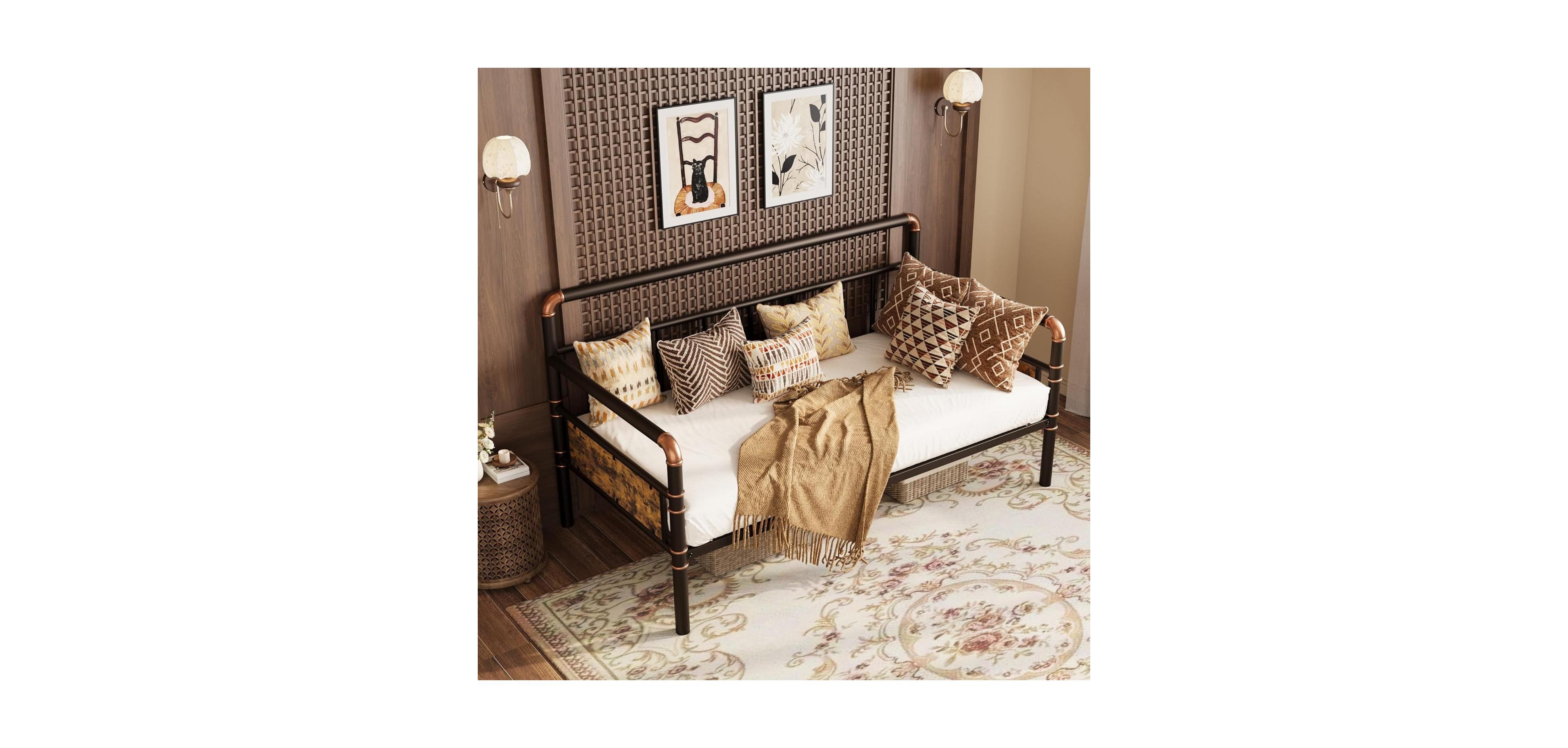gaomon Twin Size Metal Daybed Frame, Sofa Bed Platform, Strong Support