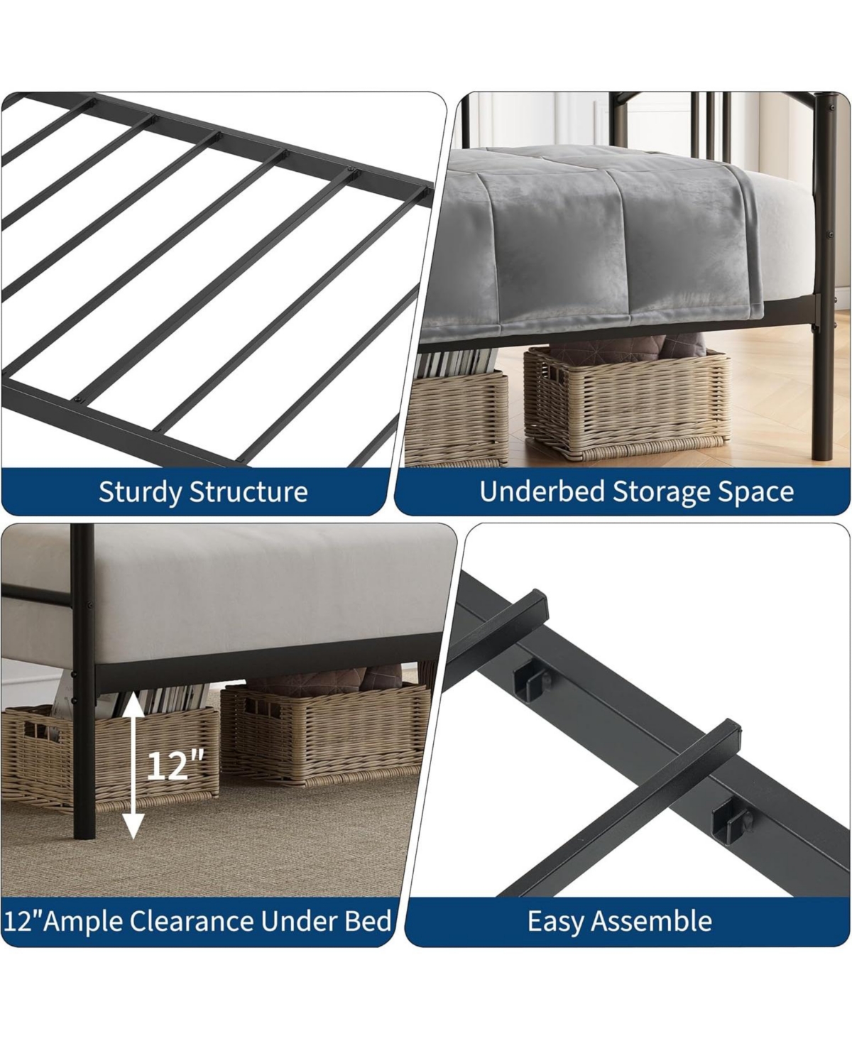 gaomon Twin Daybed Metal Sofa Bed Frame with Steel Slat Support Living Room Bedroom Guest Room Black