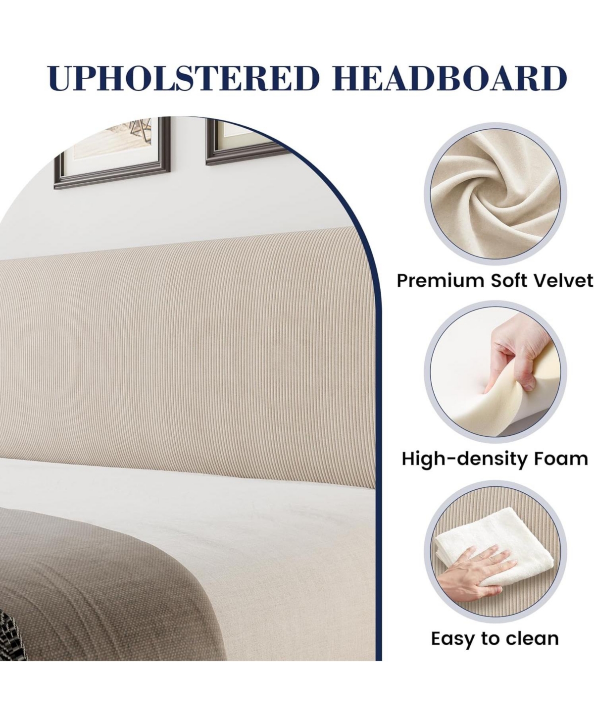 gaomon Full Size Upholstered Bed Frame with Wingback Headboard Velvet Platform No Box Spring Needed Durable Wood Slats