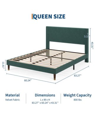 Queen Bed Frame Upholstered Platform Bed with Fabric Headboard, Non-Slip and Noise-Free