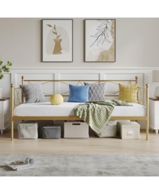 Twin daybed with Trundle, Metal Twin Daybed, Day Bed Sofa Bed Frame with Steel Slat Support, Multifunctional Daybed Frame