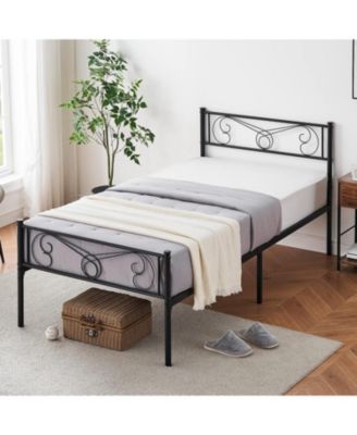 Heavy-Duty Steel Slat Metal Bed Frame with Headboard and Footboard – Platform Bed