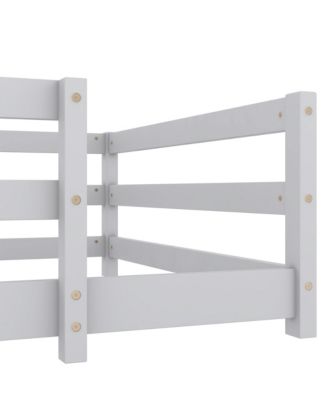 Pine Wood Twin Size Kids Floor Bed, Long-Lasting Montessori Floor Bed with Fence for Girls, Boys