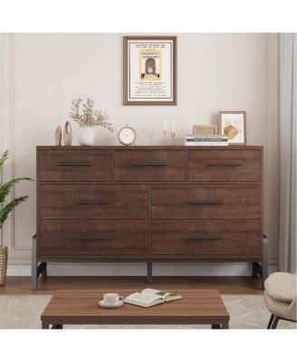 7-Drawer Modern Freestanding Dresser, 52 Inch Wide Wood Chest, Closet Storage for Bedroom, Living Room, Entryway
