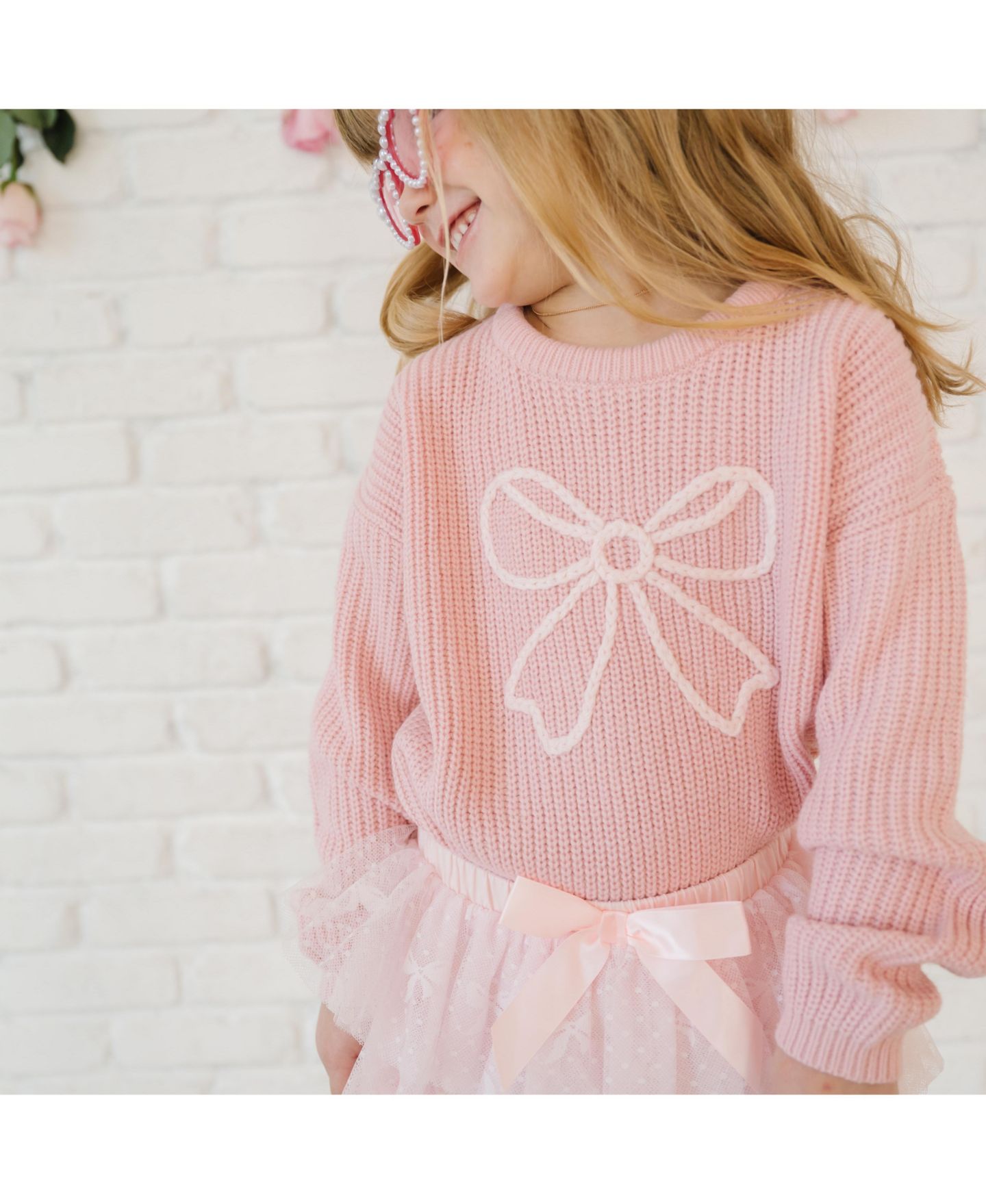 Свитер Sweet Wink Coquette Bow Knit для девочек-малышей, цвет: Пудровый розовый — фото 3