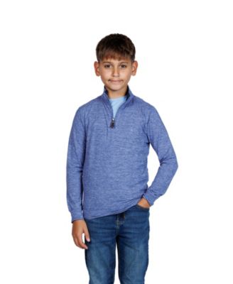 Tailorbyrd Boys Brushed Melange Super Soft Quarter Zip - Oasis blue
