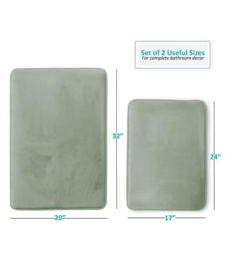 2 Piece Ultra Soft Non-Slip Plush Memory Foam Bath Rug Set - Small & Large