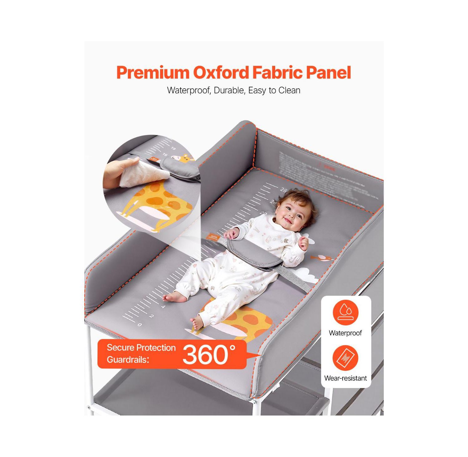 Portable Baby Changing Table with 3 Drawers and Wheels, Diaper Change Station
