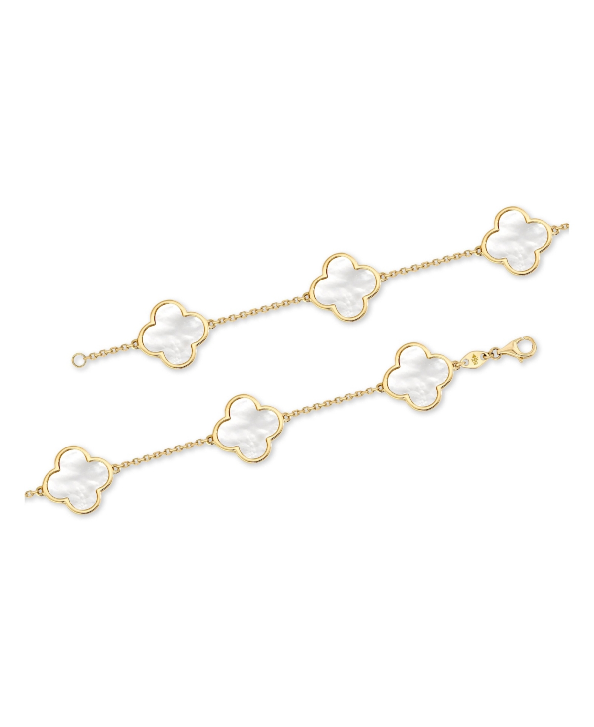 Devata Mother of Pearl Clover Bracelets in 14K Gold, in
