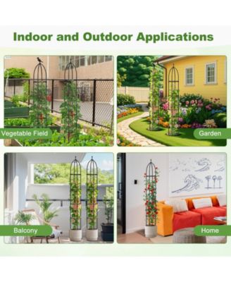 2-Pack Garden Obelisk Trellis for Climbing Plants Rustproof PE-Coated Metal Flower Trellis