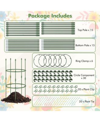 3-Pack Garden Tomato Trellis 40'' Plant Support Cage w/ Adjustable Size for Plants